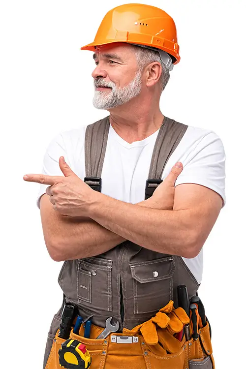 Builder pointing towards the project contact options